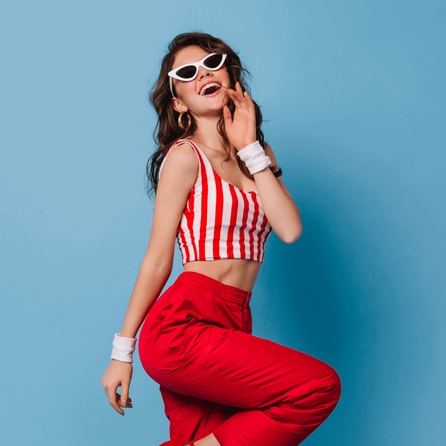 Athletic Mesh Sports Leggings - Red