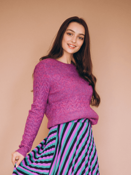Cozy Knit Cardigan Sweater - Purple